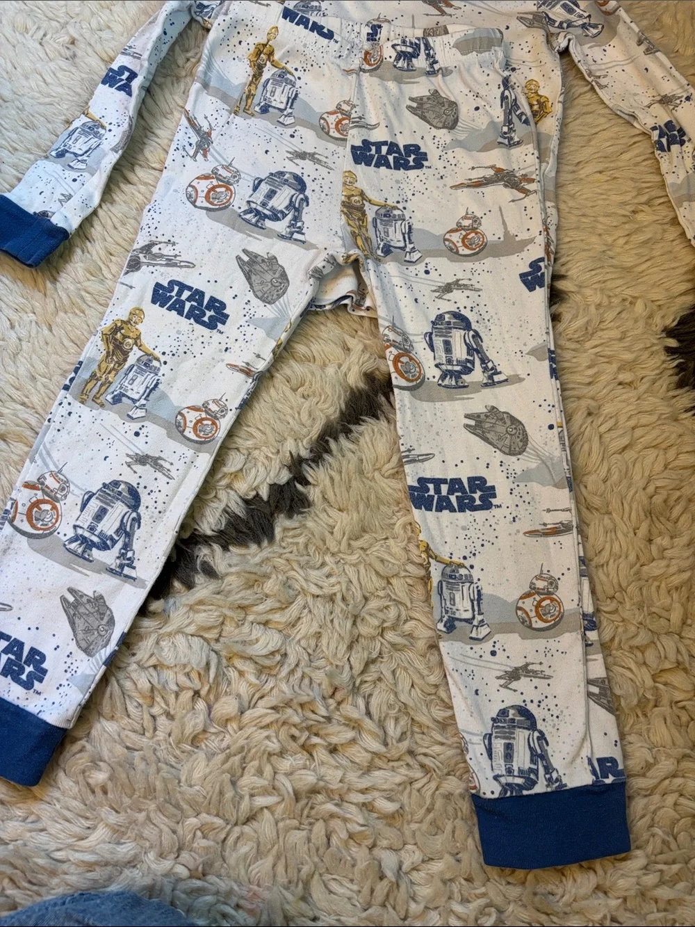 Star Wars White and Blue Kids Pajama Set with Character Prints